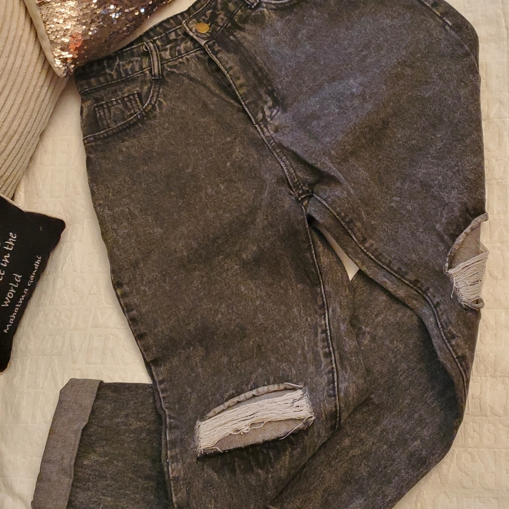 Black wash denim jean size small loose fit